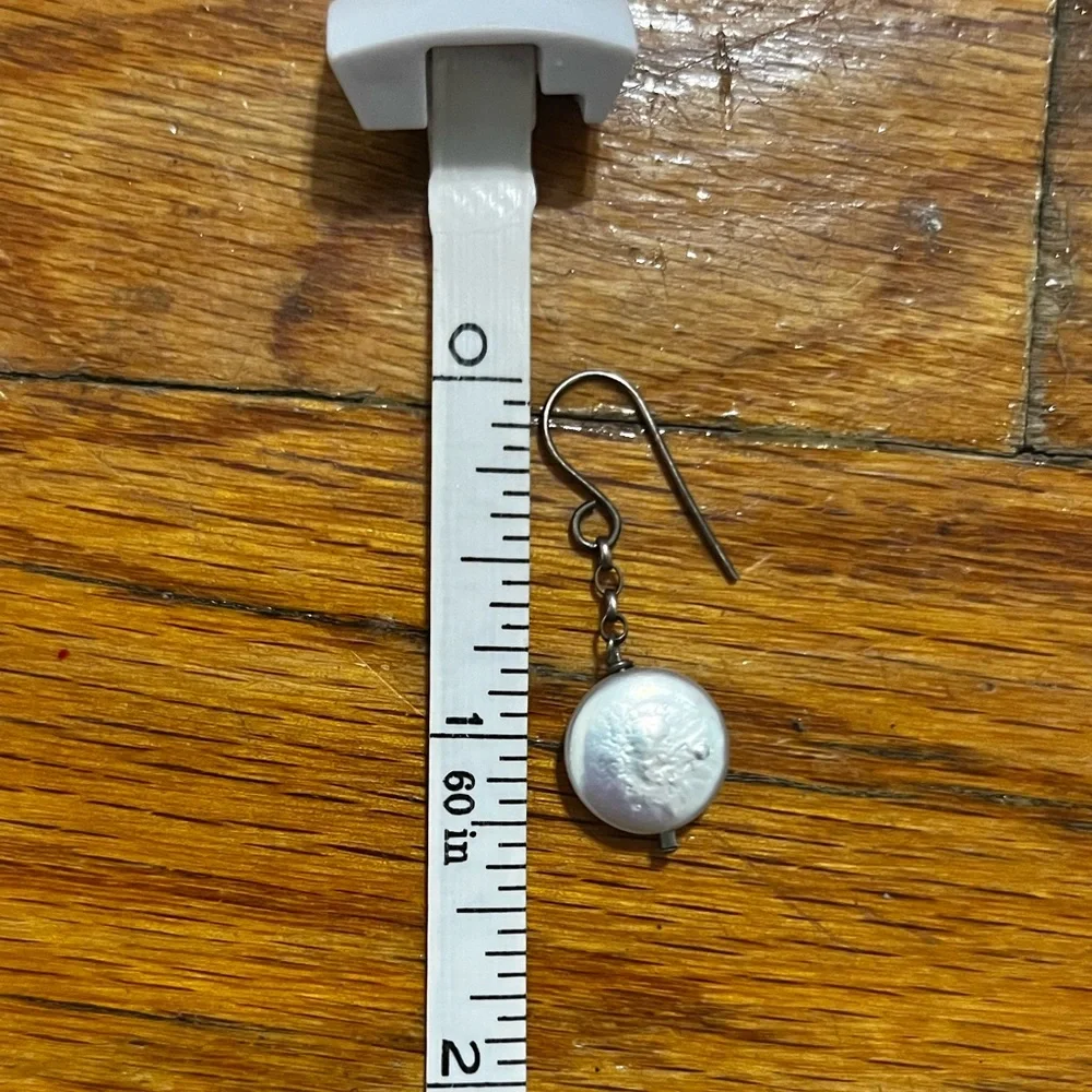 Pearl pendant dangle earrings - Picture 3 of 6